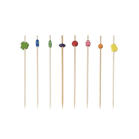 MORUNOS: PICKS DECORADOS 12cm. SURTIDOS BAMBU (100uni.) Ref.156.18