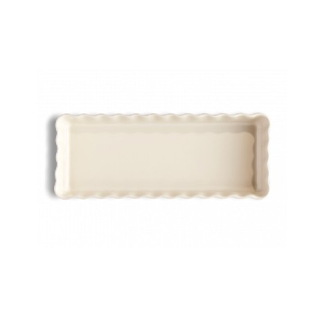 EMILE HENRY: MOLDE TARTA RECTANGULAR ONDULADO COLOR CREMA 15x36h5cm. 1.60Ltrs. Ref.026034