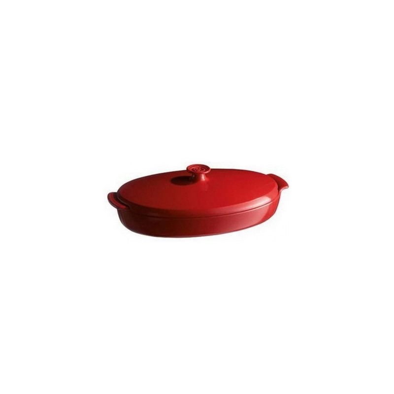 EMILE HENRY: FUENTE CERAMICA PAPILLOTE ROJA 41X25cm. Ref.348443