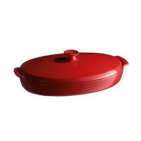 EMILE HENRY: FUENTE CERAMICA PAPILLOTE ROJA 41X25cm. Ref.348443