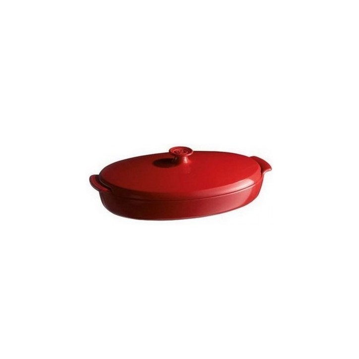 EMILE HENRY: FUENTE CERAMICA PAPILLOTE ROJA 41X25cm. Ref.348443