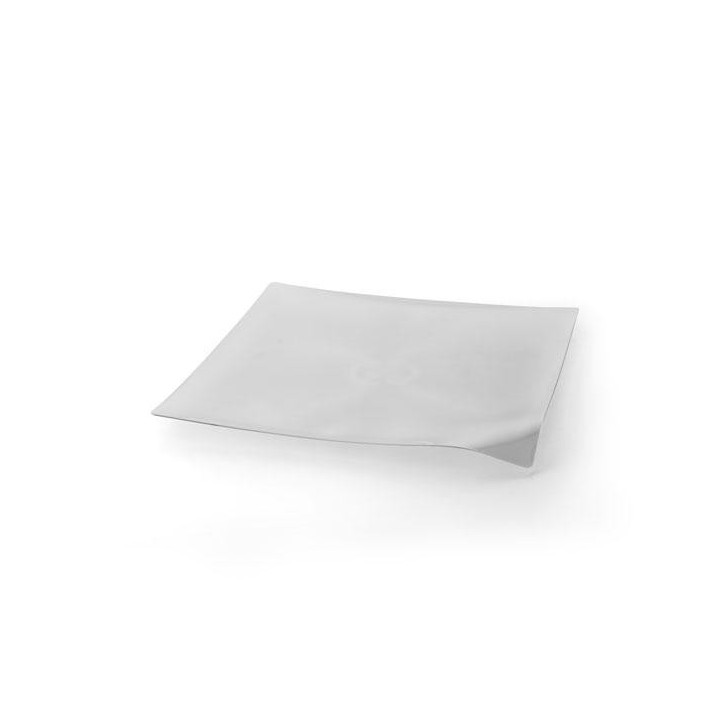 VAJILLA CATERING: WAVE - PLATO INDIVIDUAL PREMIUM - TRANSPARENTE- 127X127mm. - (20uni.) - REUTILIZABLE - Ref.91764