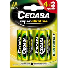 PILA CEGASA:  SUPER ALKALINE TIPO AA R6•1 5V (Pack 4   2 gratis) Ref.329058-01