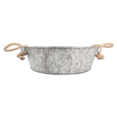 BANDEJA REDONDA ACERO GALVANIZADO CUERDA Ø35 5Xh11cm. Ref.225.75