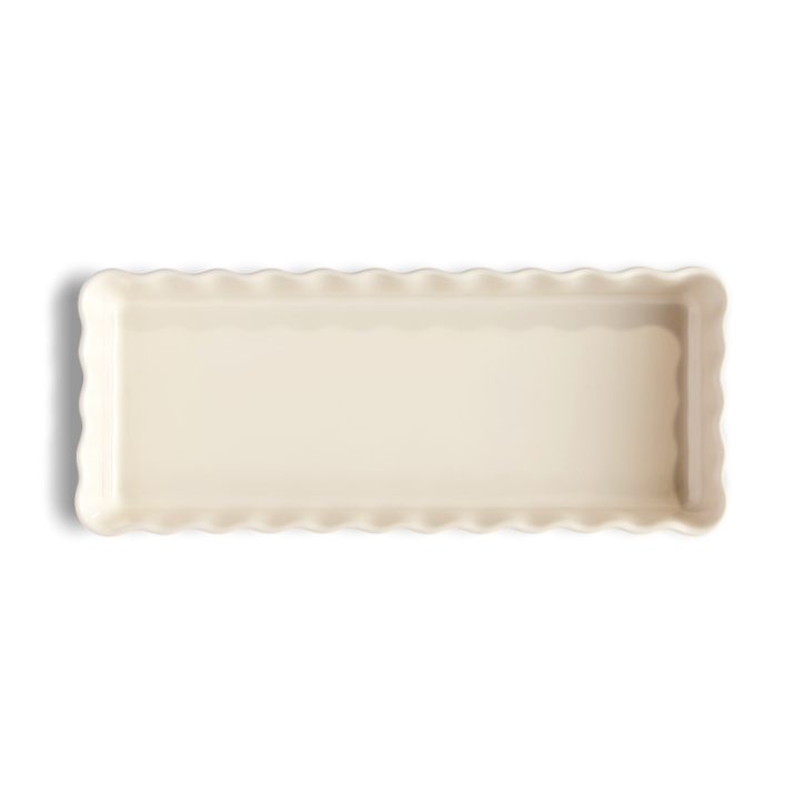 EMILE HENRY: MOLDE TARTA RECTANGULAR ONDULADO COLOR CREMA 15x36h5cm. 1.60Ltrs. Ref.026034