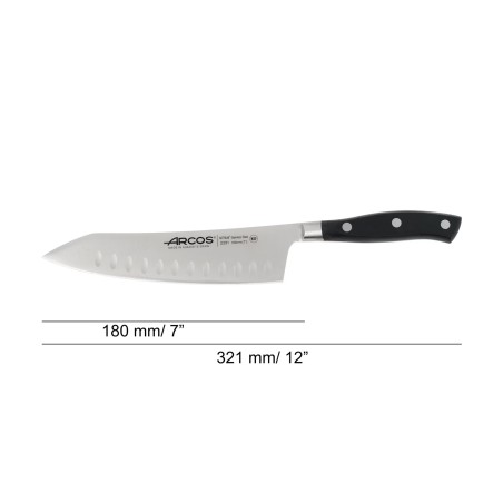 SERIE RIVIERA NEGRO ARCOS: CUCHILLO ROCKING SANTOKU 180mm. Ref.233100