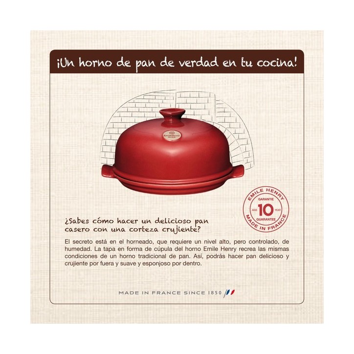 EMILE HENRY: HORNO BREAD CLOCHE Ø 28cm. ROJO Ref.349108