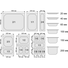 CUBETAS GASTRONORM 1 6 176X162mm. (4 Alturas disponibles)