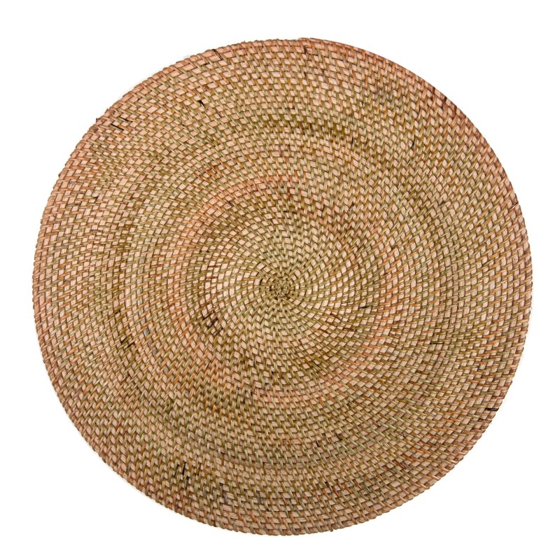 ZICZAC: MANTELITO REDONDO RATTAN - MARRON - Ø36cm. - Ref.9389