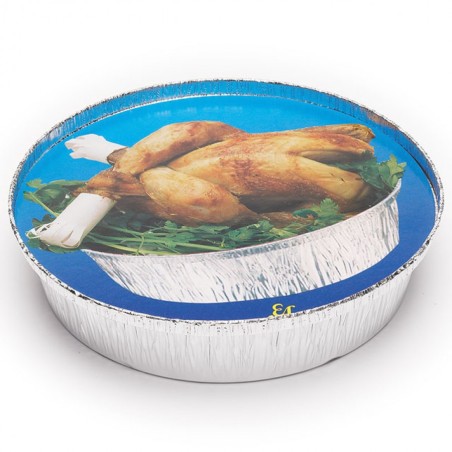 ENVASES ALUMINIO: Ref.21400R TAPA POLLO REDONDA (125unidades)