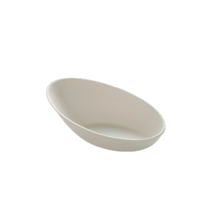 VAJILLA CATERING SERIE PULPA: MINI CUENCO OVAL BLANCO 8X5cm. 60ml. (50 Uds.) 100% Cana de Azucar Ref.82045