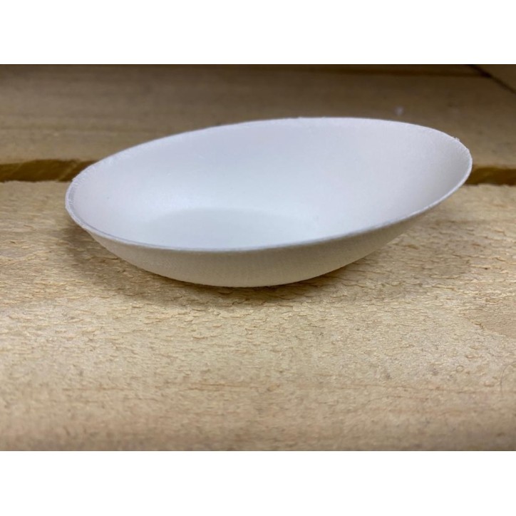 VAJILLA CATERING SERIE PULPA: MINI CUENCO OVAL BLANCO 8X5cm. 60ml. (50 Uds.) 100% Cana de Azucar Ref.82045 5694