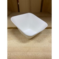 VAJILLA CATERING SERIE PULPA: MINI CUENCO CUADRADO SLOPE BLANCO 6 5X6 5Xh4 5cm. (50 Uds.) 100% Cana de Azucar Ref.2046