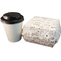 ECOLINE CARTON: HAMBURGUESA CAJA DISENO FASTFOOD 140X140X75mm (150 uds.) Ref.XXD246