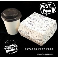 ECOLINE CARTON: HAMBURGUESA CAJA DISENO FASTFOOD 140X140X75mm (150 uds.) Ref.XXD246