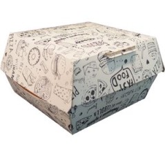 ECOLINE CARTON: HAMBURGUESA CAJA DISENO FASTFOOD 140X140X75mm (150 uds.) Ref.XXD246