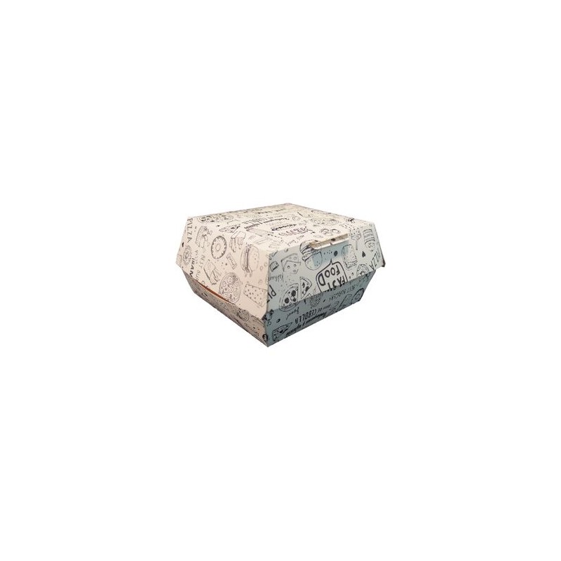 ECOLINE CARTON: HAMBURGUESA CAJA DISENO FASTFOOD 140X140X75mm (150 uds.) Ref.XXD246