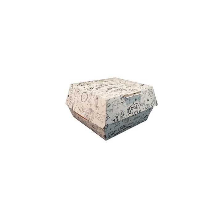 ECOLINE CARTON: HAMBURGUESA CAJA DISENO FASTFOOD 140X140X75mm (150 uds.) Ref.XXD246