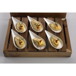 VAJILLA CATERING SERIE PULPA: MINI CUCHARA DEGUSTACION BLANCA 10 1x5x2 9cm. (50Uds.) 100% Cana de Azucar Ref.232.77