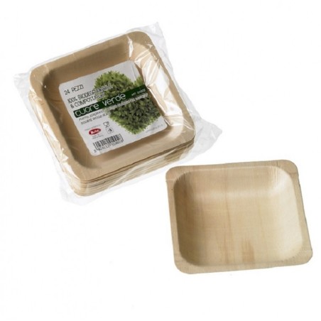 VAJILLA CATERING SERIE NATURA: MINI PLATO `WOOD` 11 5x11 5xh1 5cm. (50 Uds.) 100% Ecologico Ref.170.38