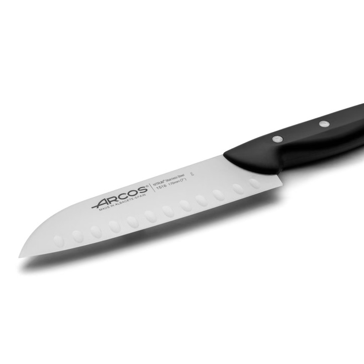 SERIE MAITRE: CUCHILLO SANTOKU ALVEOLADO 170mm Ref.151600