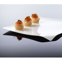 VAJILLA CATERING: WAVE - PLATO PRESENTACION PREMIUM - BLANCO - 280X280mm. - (12uni.) - REUTILIZABLE - Ref.01766