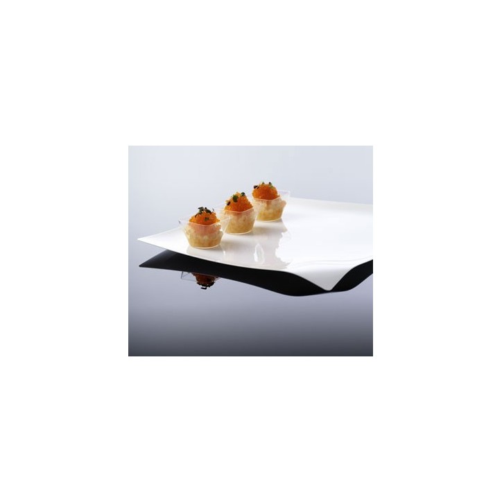 VAJILLA CATERING: WAVE - PLATO PRESENTACION PREMIUM - BLANCO - 280X280mm. - (12uni.) - REUTILIZABLE - Ref.01766