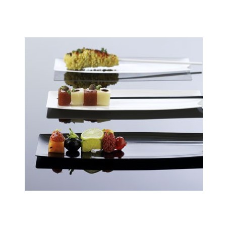 VAJILLA CATERING ARAVEN: BANDEJITA INDIVIDUAL 200X70mm. NEGRA (20uni.) Ref.41768