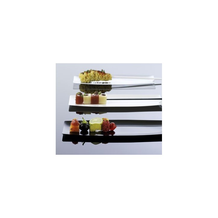 VAJILLA CATERING ARAVEN: BANDEJITA INDIVIDUAL 200X70mm. NEGRA (20uni.) Ref.41768