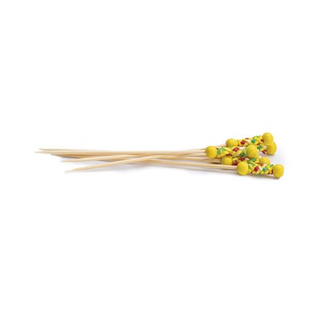 MORUNOS BETIK: BROCHETAS PICK COCTEL AMARILLA 12cm. (200uni.) Ref.1010130