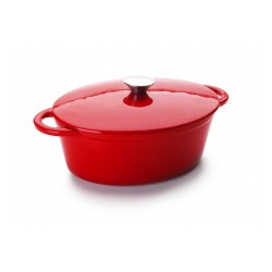 COCOTTE HIERRO FUNDIDO OVAL ROJA Ø27X21Xh10cm. Ref.726027R