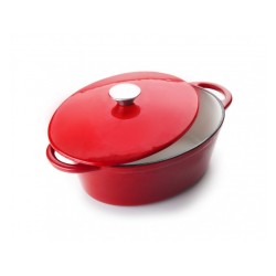 COCOTTE HIERRO FUNDIDO OVAL ROJA Ø27X21Xh10cm. Ref.726027R