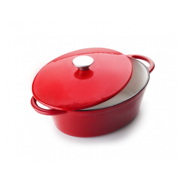 COCOTTE HIERRO FUNDIDO OVAL ROJA Ø27X21Xh10cm. Ref.726027R