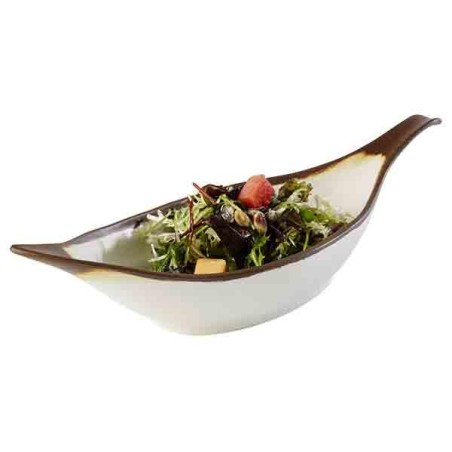 MELAMINA: CROCKER ENSALADERA CON FORMA DE HOJA COLOR BLANCO 42X14Xh9 5cm. (0 65 Ltrs.) Ref.84581