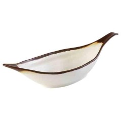 MELAMINA: CROCKER ENSALADERA CON FORMA DE HOJA COLOR BLANCO 42X14Xh9 5cm. (0 65 Ltrs.) Ref.84581