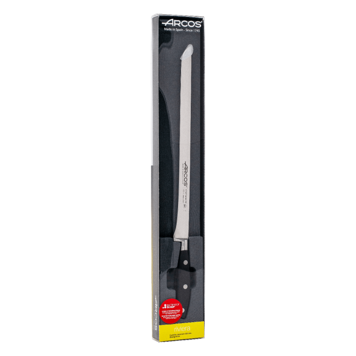 ARCOS SERIE RIVIERA NEGRO: CUCHILLO JAMONERO 300mm. FORJADO Ref.231100