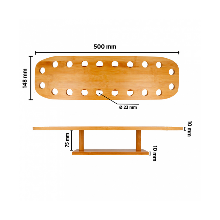 EXPOSITOR DE BAMBU PARA 20 CONOS 50X14 7Xh9cm. Ref.180.45