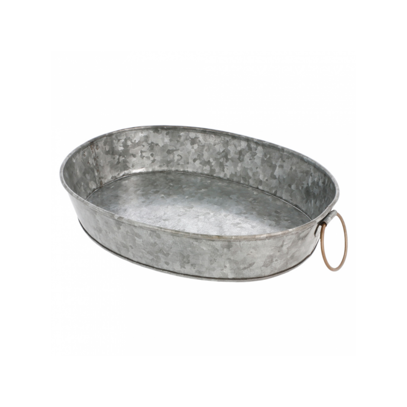 BANDEJA OVALADA ACERO GALVANIZADO Ø25 5X20 5Xh5cm. Ref.225.73