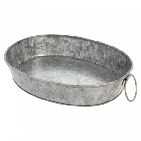 BANDEJA OVALADA ACERO GALVANIZADO Ø25 5X20 5Xh5cm. Ref.225.73