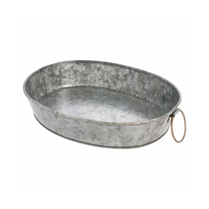 BANDEJA OVALADA ACERO GALVANIZADO Ø25 5X20 5Xh5cm. Ref.225.73