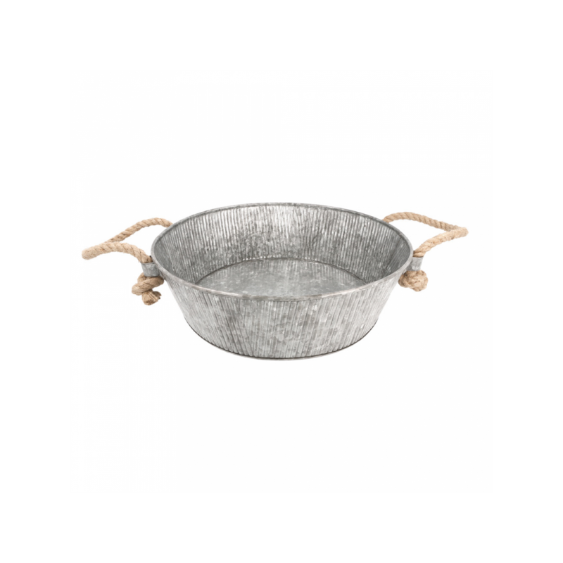 BANDEJA REDONDA ACERO GALVANIZADO CUERDA Ø35 5Xh11cm. Ref.225.75