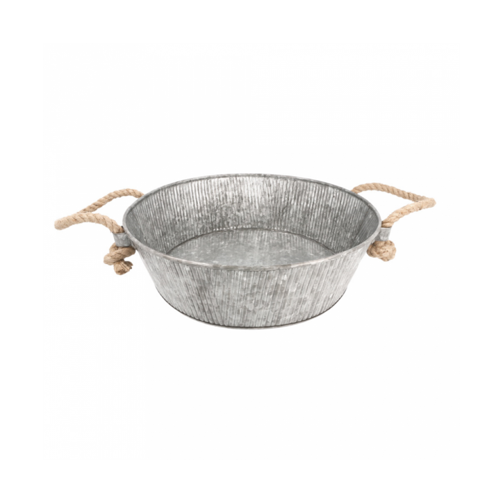 BANDEJA REDONDA ACERO GALVANIZADO CUERDA Ø35 5Xh11cm. Ref.225.75