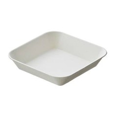 VAJILLA CATERING SERIE PULPA: MINI PLATITO HONDO CUBIC BLANCO 10X10Xh2cm.150ml. (50 Uds.) 100% Cana de Azucar Ref.Q2007 82048