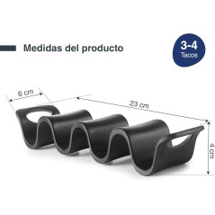 MELAMINA: RACK-SOPORTE REVERSIBLE NEGRO PARA 3 4 TACOS  23X6cm. Ref.63283