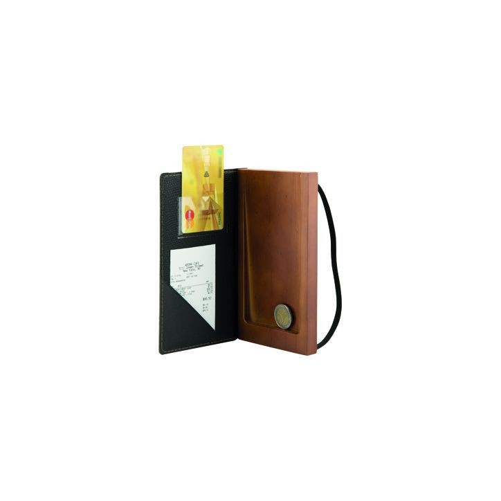 PORTA CUENTAS: SEMICUERO CON MADERA Y GOMA ELASTICA Ref.B645MCDBBPBL