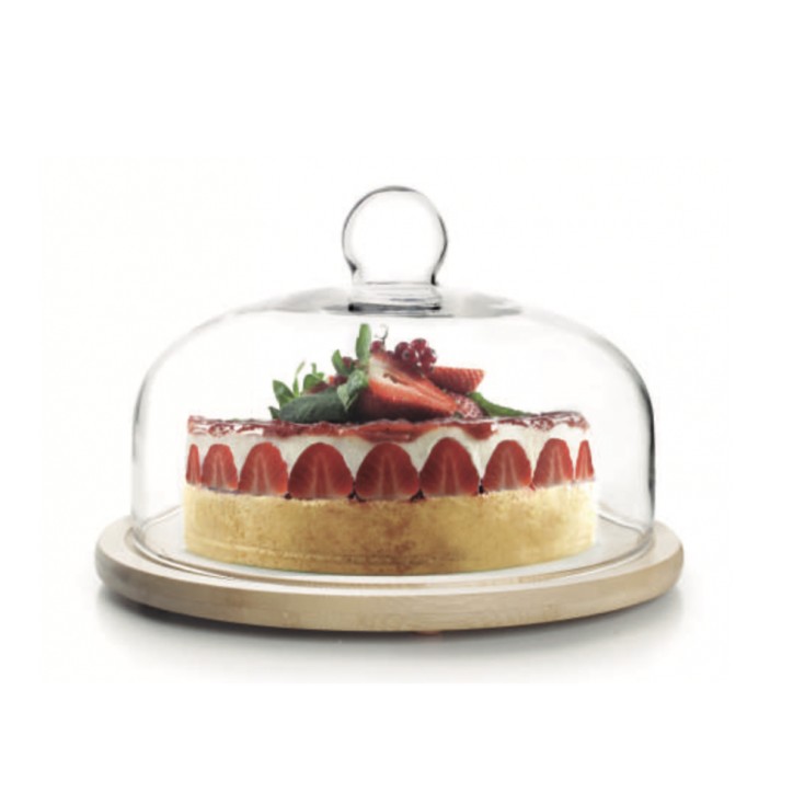 QUESERA CON TAPA DE CRISTAL Y BASE DE MADERA QUESERA CON TAPA DE CRISTAL Y BASE DE MADERA
