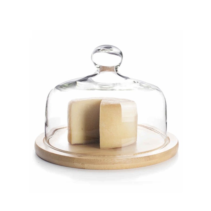 QUESERA CON TAPA DE CRISTAL Y BASE DE MADERA QUESERA CON TAPA DE CRISTAL Y BASE DE MADERA