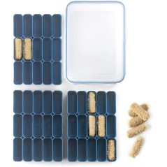 CONTENEDOR PARA ALMACENAR CROQUETAS CON 3 BANDEJAS 27X19Xh10 5cm. Ref.686600