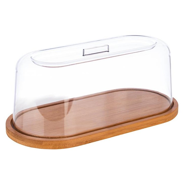BANDEJA DE BAMBOO CON CUPULA OVALADA 14X28Xh11 5Cm. Ref.00826