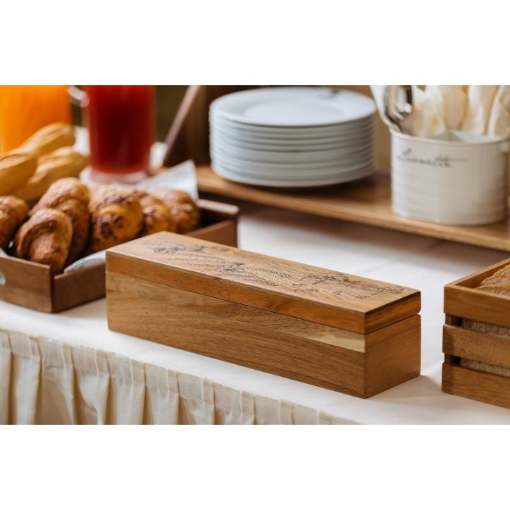 CAJA DE MADERA DE ACACIA PARA BOLSITAS DE TE Y MANZANILLAS 39X10 2Xh10cm. Ref.S5024 CAJA DE MADERA DE ACACIA PARA BOLSITAS DE TE Y MANZANILLAS 39X10 2Xh10cm. Ref.S5024